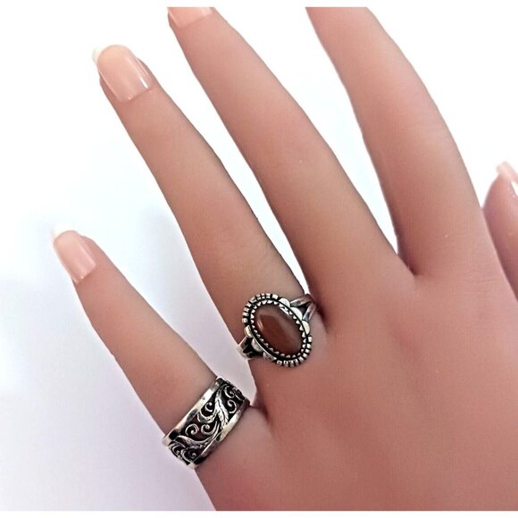 Vintage Bell Trading Post Sterling Carnelian Southwest Ring SZ 6.25 (1446) - Picture 2 of 6